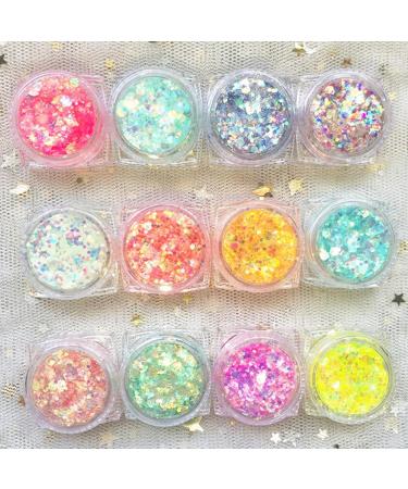  Generisch Glitter body makeup glitter face and body makeup 12 large glitter colors glitter gel shimmering liquid eyeshadow gel makeup - Buy Online on GoSupps.com