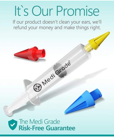 Medi Grade Ear Wax Remover Syringe Kit - Gentle Ear Cleaner with Soft Quad-Stream Tips - Natural Ear Cleaning Solution for Home Use - Buy Online on GoSupps.com