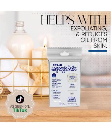 T.Taio Esponjabon Soap Sponge 2-Pack | Cleansing Shower Scrubber & Bath Wash Scrub for Foot Elbow & Face | Aloe Vera & Mother of Pearl | International Shipping Available - Buy Online on GoSupps.com