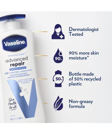 Vaseline Intensive Care Body Lotion Advanced Repair Unscented - Ultra-Hydrating Lipids for Extremely Dry Skin - 20.3 oz - International Shipping Available - Buy Online on GoSupps.com