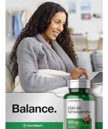 Horbaach KSM-66 Ashwagandha 600mg with L-Theanine - Vegan Non-GMO Gluten Free | 60 Coated Caplets - Best Complex Supplement for Stress & Wellness - Buy Online on GoSupps.com