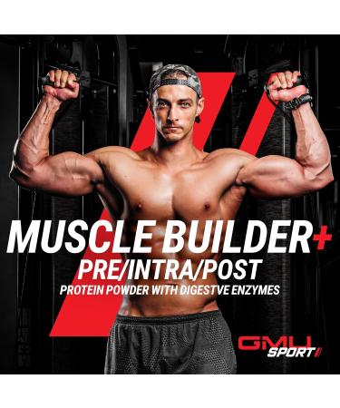 GMU SPORT Muscle Builder+ Protein with 3g Creatine 1.5g HMB Collagen & Enzymes | 25g Protein 28g Carbs 240 Calories | Low Sugar Whey Protein for Strength Recovery & Muscle Growth 20 Servings - Buy Online on GoSupps.com