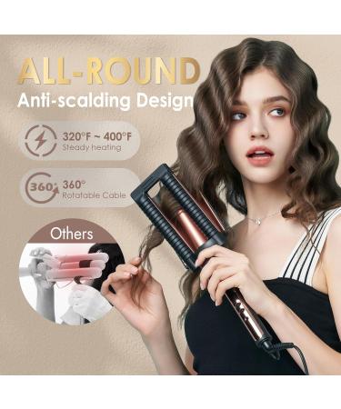 Novus 3 Barrel Waver Curling Iron - Anti-Scald 1 Inch Rapid Heating 3 Heat Settings for Deep Waves - Buy Online on GoSupps.com