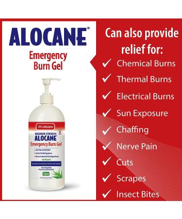 Alocane Maximum Strength 4% Lidocaine Emergency Burn Gel Pump - 32 Ounce | Commercial Grade with Aloe Vera and Vitamin E | Ideal for Restaurants and Heat-Intensive Work Environments - Buy Online on GoSupps.com