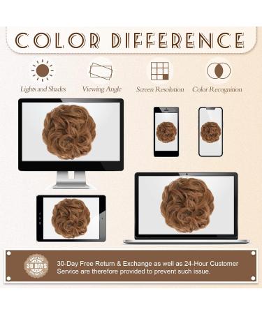 BARSDAR Dark Auburn Blonde Claw Clip Messy Bun Hairpiece for Women - Curly Synthetic Hair Extensions for Ponytail Updo Chignon - Buy Online on GoSupps.com