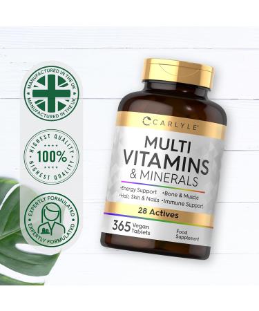 Multivitamins and Minerals | 365 Vegan Tablets | 28 Essential Nutrients | Multivitamins Women and Men | Vitamin Supplement | By Carlyle - Buy Online on GoSupps.com