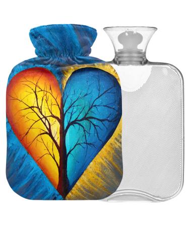 Naanle tree of life in the heart hot water bottle with reference transparent hot water bottle Handfoot Warmer Heading bag for pain relief heat and cold therapy 1L