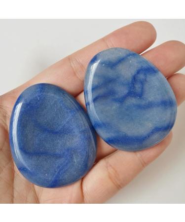 Maneki Neko Blue Aventurine Water Drops - Chakra Healing Reiki Crystal Palm Stones for Stress Relief - Buy Online on GoSupps.com