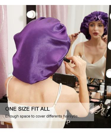 X-Large Purple Silk Bonnet for Women with Curly, Natural, and Long Hair - Oversized Sleep Cap for Night - Buy Online on GoSupps.com
