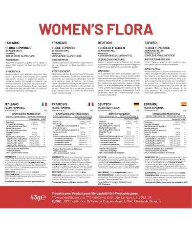 Women s Flora 60 Capsules | Intimate Flora for Women | 20 Billion CFU Added with 15000mg Cranberry, Vitamin C, Fenugreek, Chlorella & Inulin | Bio Cultures for Women's Intimate by Prowise - Buy Online on GoSupps.com
