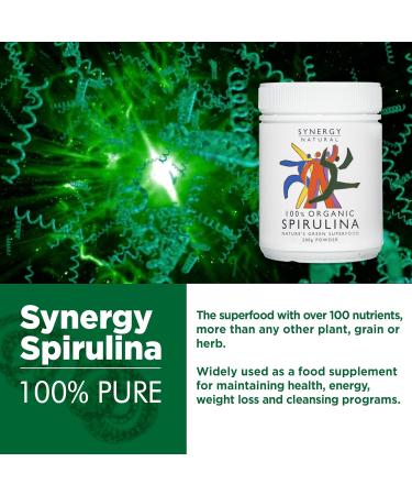 Synergy Natural Organic Spirulina Powder 200g - Pure Superfood Supplement - Buy Online on GoSupps.com