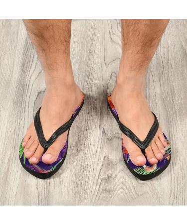 Purple Flamingo Palm Leaf Flip Flops | Unisex Multi-Colored Sandals for Home Spa & Travel - Buy Online on GoSupps.com