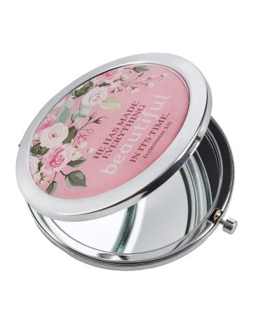 Christian Art Gifts He Has Made Everything Beautiful Pink Compact Mirror 2X Magnification Portable for Purses/Travel  Ecclesiastes 3:11 Bible Verse Inspirational Gift for Women  Ladies  Girls Pink - Everything Beautiful