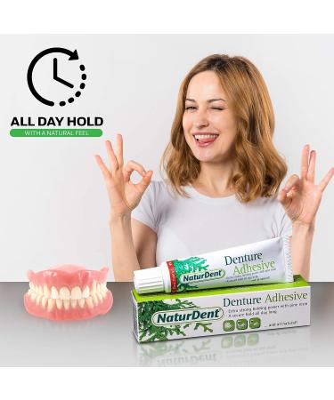 NaturDent Denture Adhesive Cream - Strong Hold, Zinc and Paraben-Free with Cleaner Tablets - 48 pcs - Buy Online on GoSupps.com