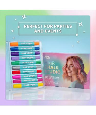 Blue Squid Craie cheveux pour filles 10 couleurs de cheveux temporaires vives pour enfants D'anniversaire pour filles et adolescentes Teinture lavable pour enfants de 6-12 10 stylos cheveux - Buy Online on GoSupps.com