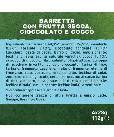 Mulino Bianco Gran Cereale Pack of 6 dried fruit bars with coconut chocolate and almond pieces for breakfast and sweet snacks 6 x 112 g + Italian Gourmet polpa 400 g - Buy Online on GoSupps.com