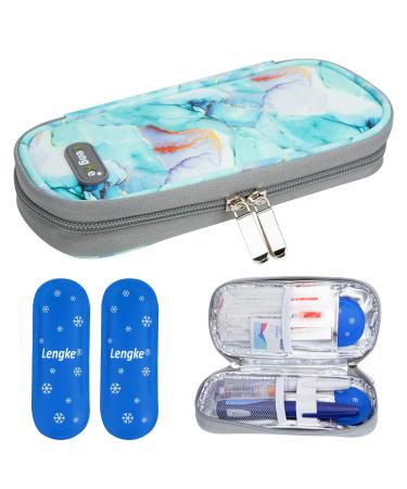 Youshares insulin cooling bag with 2 nylon cooling packs diabetic bag insulin pen cool box diabetes case for diabetic utensils you keep the stocks safe and cold (marble green)