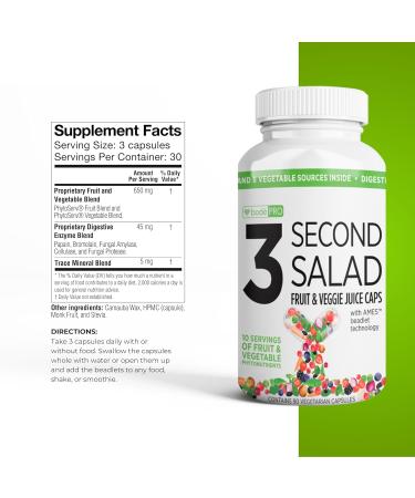 Buy Bode Pro 3 Second Salad - Antioxidant & Digestive Enzyme Supplement | Phytonutrient Rich Non-GMO Veggie Capsules | 90 Count - International Shipping Available - Buy Online on GoSupps.com