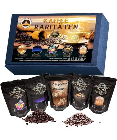 C&T Coffee Gift Box | 5x 100g Coffee Beans | Hawaii Kona Coffee Beans + Jamaica Blue Mountain + Kopi Luwak Cat Coffee + Australia Skybury - India Balmaadhi - Buy Online on GoSupps.com