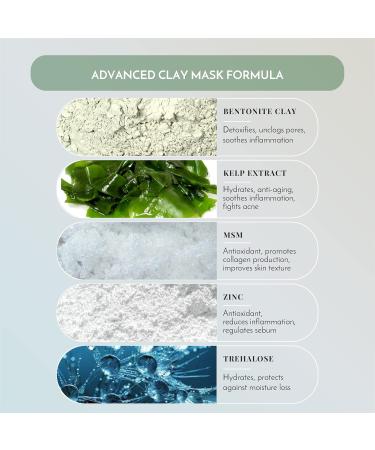 Bentonite Clay Powder with Kelp & MSM - US Made Pore Cleansing Facial Mask | Vegan Cruelty-Free Includes Headband Spatula & Sponge - Buy Online on GoSupps.com