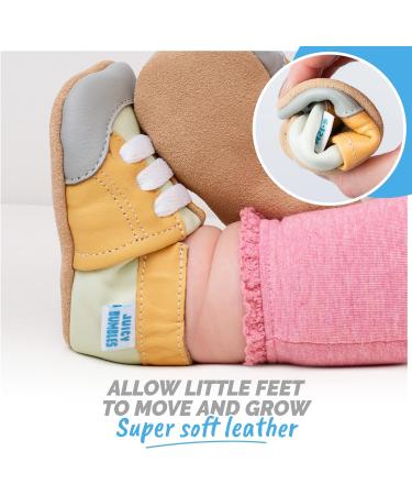 Soft Sole Baby Shoes for Boys and Girls | Leather Toddler Walking Shoes 18-24 Months - Yellow Trainers - Buy Online on GoSupps.com