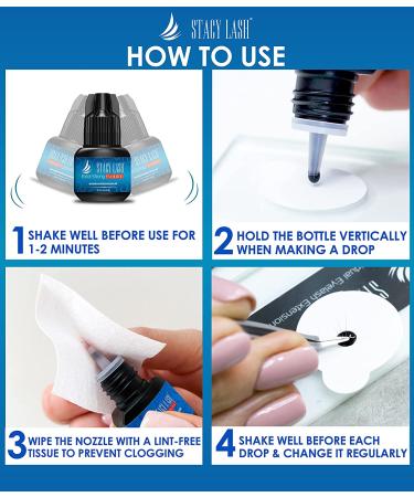 Stacy Lash Extra Strong Evolution Eyelash Extension Glue - 1-2 Sec Drying Time - 8 Weeks Retention - Professional Use Only - Black Adhesive - 0.17 Fl Oz - Buy Online on GoSupps.com