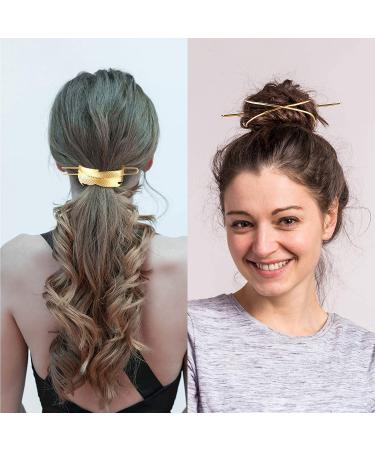 3-Piece Hair Bun Clip Set with Feather, X-Shaped, and Round Top Hair Cuff Buns (Gold) - Buy Online on GoSupps.com