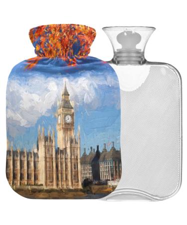 Naanle Maple Big Ben heat bottle with cover Transparent hot water bottle 2l large hot hot water bottle for bed handfoot heat pain relief heat and cold therapy