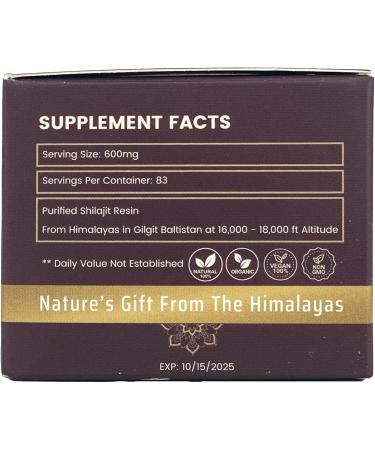 AZ BIOTECH Pure 100% Himalayan Shilajit Soft Resin Organic Extremely Potent Fulvic Acid (1.76 oz.) - Buy Online on GoSupps.com