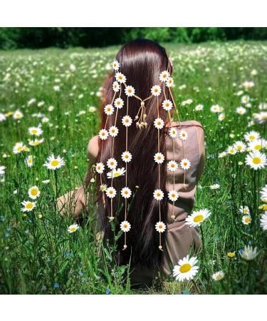 COMNICO Flower Hippie Headband 70 s Bohemian Style Floral Sunflower Crown Daisy Hair Wreath Summer Bridal Headpiece Photo Props Hair Accessories (white) - Buy Online on GoSupps.com