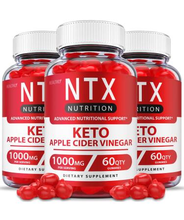 (3 Pack) Ntx Keto Gummies - Official Formula Vegan - Ntx Keto Gummies Ntx Keto Plus ACV Gummies Weight Shark Loss Tank Apple Cider Vinegar Gummies Vitamin B12 Beet Root Juice Gummy s (180 Gummies) 180 Count (Pack of 1)