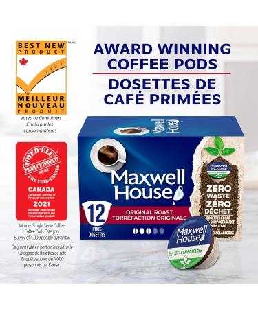Maxwell House Original Roast Coffee 100% Compostable K Cup Coffee Pods 114g (6 Boxes of 12 Pods) Original Roast Original Roast 12 count (Pack of 6) - Buy Online on GoSupps.com