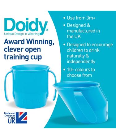 Doidy Cup for Babies & Toddlers - Open Drinking Cup with Unique Sloping Shape & Handles - Ideal for Milk Water & Juice - Perfect for Weaning - Blue - 3 Months+ - Buy Online on GoSupps.com
