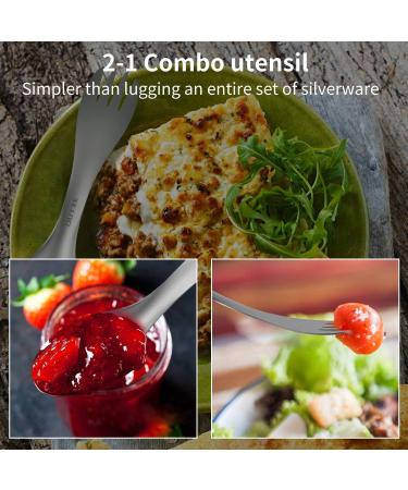 OUTXE Titanium 2-in-1 Fork and Spoon Combo 2-Pack | Ultra Lightweight Eco-Friendly Spork for Camping & Hiking - Buy Online on GoSupps.com