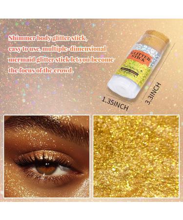  Prreal Shimmer Glitter Stick for Body Shiny Highlighter Stick Sparkling Glitter for Face Lips Festivals Rave Makeup Gold - Buy Online on GoSupps.com