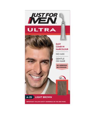 Just For Men Ultra Light Brown Hair Colour Dye No Mix Comb-In Applicator to Comb Away The Greys Ammonia & Peroxide Free A25 35 g (Pack of 1) A25 Light Brown - Buy Online on GoSupps.com