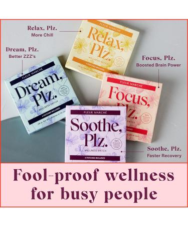 Fleur Marche Focus Plz. Botanical Patch - Brain Boosting Focus Patch with Caffeine Lion's Mane and Other Powerful Nootropics - Highly Bioavailable Wellness - 14 Patches 14 Pack - Buy Online on GoSupps.com