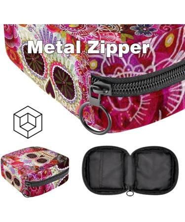 Buy Stylish Menstruation Pad Bag with Zipper - Day of the Dead Design for Women & Girls - Perfect for Tampons & Napkins - Buy Online on GoSupps.com