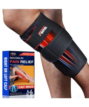 FEATOL Calf Brace Adjustable Shin Splint Brace Calf Compression Wraps For Women Men Leg Braces Calf Support Middle M (14-16.5") 1PC Pain Relief Strain Reduces Muscle Swelling Tearing Hiking Medium 1