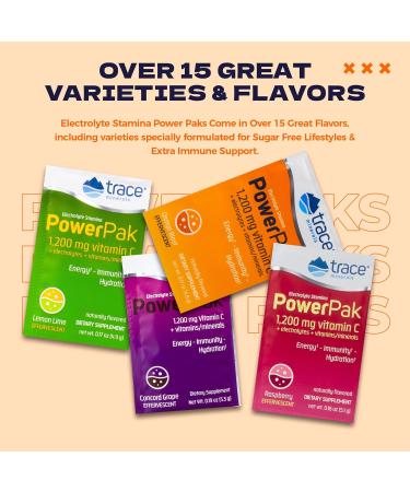 Trace Minerals Power Pak Electrolyte Powder | 1200 mg Vitamin C Zinc Magnesium | Boost Immunity & Hydration | Orange Blast | 90 Packets - Shop Now - Buy Online on GoSupps.com