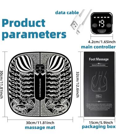 EMS Foot Stimulator Massage Device - 6 Modes & 19 Levels for Pain Relief | Electric Foot Massager with Remote Control - Buy Online on GoSupps.com