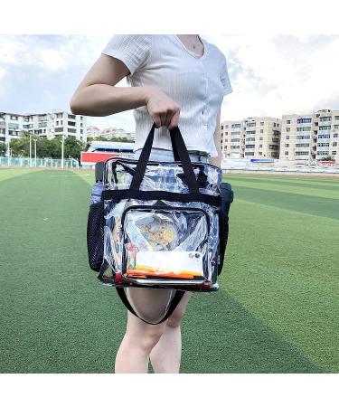 Stadium Approved Clear Tote Bag | Adjustable Shoulder Strap | Zippered Top | Black | 12x12x6 - Buy Online on GoSupps.com
