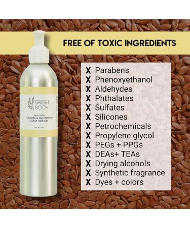 Bright Body Flaxseed & Oat Protein Curly Hair Gel 8 oz | Anti-Frizz Crunch-Free Vegan Cruelty-Free | Perfect for Curls & Waves - Clean & Toxin-Free - Buy Online on GoSupps.com