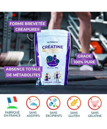 Nutri&Co Creapure 100% Pure Creatine Monohydrate - Strength and Muscle Mass & Intense Strength - Powder 300g Neutral Flavor - 88 Doses of Organic Vegan Creatine - Buy Online on GoSupps.com