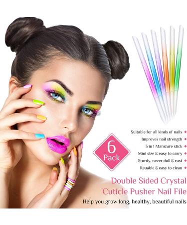 6-Piece Glass Cuticle Pusher & Nail File Set - Yellow, Orange, Blue, Green, Pink, Purple - Buy Online on GoSupps.com