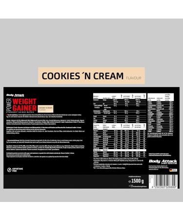 Body Attack Weight Gainer - Cookies N Cream - 1.5 kg | Low-Fat Mass Shake with Whey Protein BCAA & Carbs for Muscle Growth | Buy Online Now - Buy Online on GoSupps.com