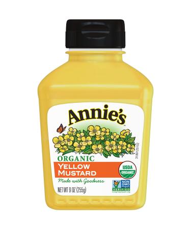 Annie's Organic Yellow Mustard, Gluten Free, 9 oz. Yellow Mustard 9 Ounce (Pack of 1)