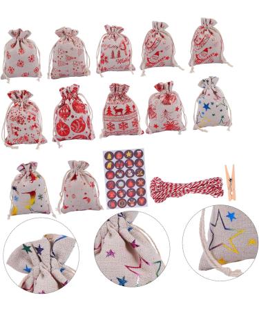 Alipis 1 Set Countdown Drawstring Pocket Christmas Advent Calender Treat Bag Pendant Wooden Bronzing - Buy Online on GoSupps.com