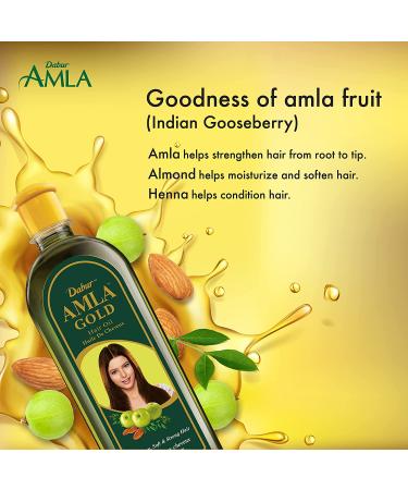 Dabur Amla Gold Hair Oil 300ml - Natural Amla Oil for Healthy Hair Growth | Nourishing Scalp & Hair Moisturizer with Almond & Henna - Authentic Indian Gooseberry Oil - Buy Online on GoSupps.com