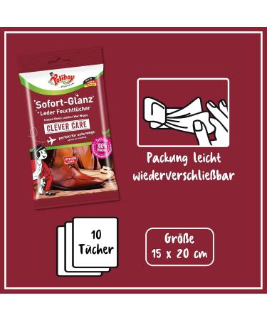 Poliboy Instant Gloss Leather Wet Wipes On-the-Go Cleaning Towels for Shoes & Bags Made in Germany 10 Pack - Buy Online on GoSupps.com